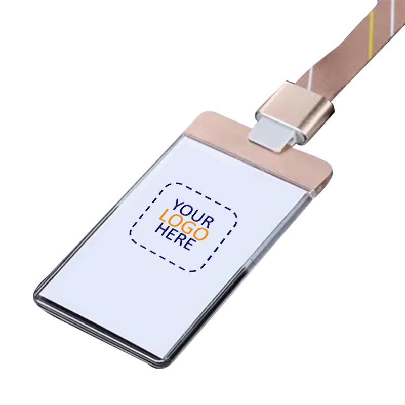 Premium Clear ID Card Holder with Aluminium - Vertical - Gold with Logo